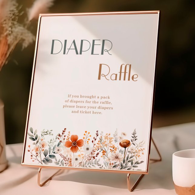 Poster Terracotta Chá de fraldas de flor selvagem Raffle (Criador carregado)