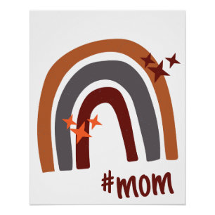 Póster Terracotta Cinza Bohemian Rainbow Personalizado #m