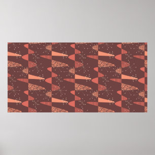 Poster Terracotta cores ondas e estrelas padrão sem cost