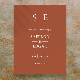 Poster Terracotta E Dourado Monograma Sinal De Boas-Vinda