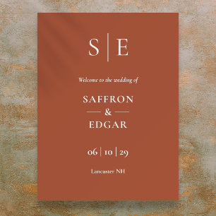 Poster Terracotta E Dourado Monograma Sinal De Boas-Vinda