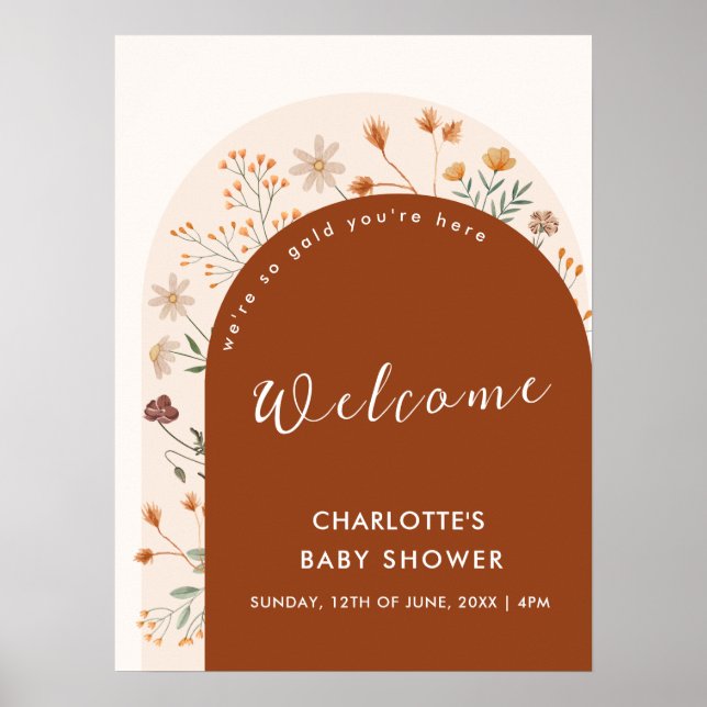 Poster Terracotta Fall Boho Wildflower Arco Bem-vindo (Frente)