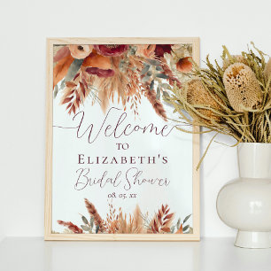 Poster Terracotta Fall Flowers Secos Pampas Grass Boas-vi