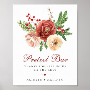 Poster Terracotta Floral Pine Bough Weding Pretzel Bar