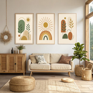 Poster Terracotta & Green Abstrato Botanical Minimalist