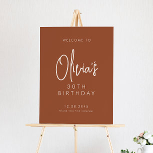 Poster Terracotta Handwrite aniversário de 30 anos Welcom