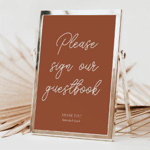 Poster Terracotta Modern Guestbook - Sinal de Casamento