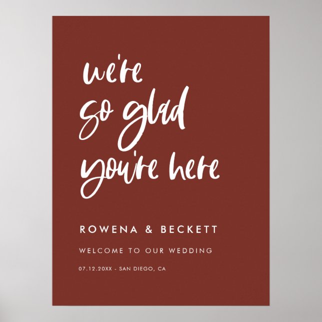 Poster Terracotta moderno elegante Que bom que está aqui (Frente)