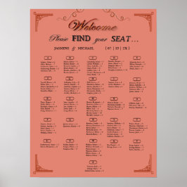Poster Terracotta Rust Alphabetical Wedding Seating Chart