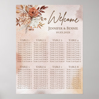 Poster Terracotta Rustic Boho Floral Watercolor Casamento