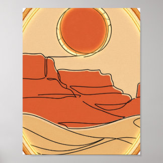 Poster Terracotta Sol do Deserto — Arte Linear Minimalist