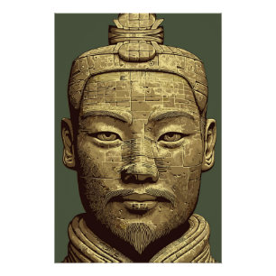 Póster Terracotta Warrior - Arte Dourada Antiga
