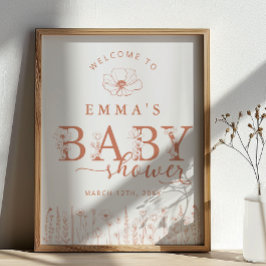 Poster Terracotta Wildflower Baby Shower Welcome Sign