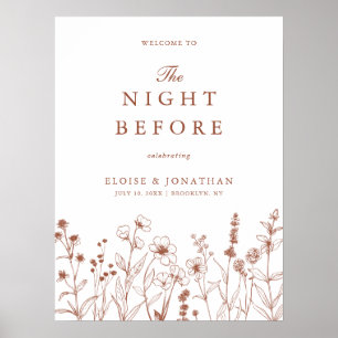 Poster Terracotta Wildflower Bem-vindo à Noite Antes