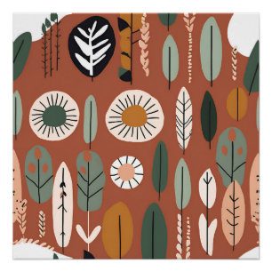 Póster Terracotta Wildflower Boho Primavera Wall Art Russ