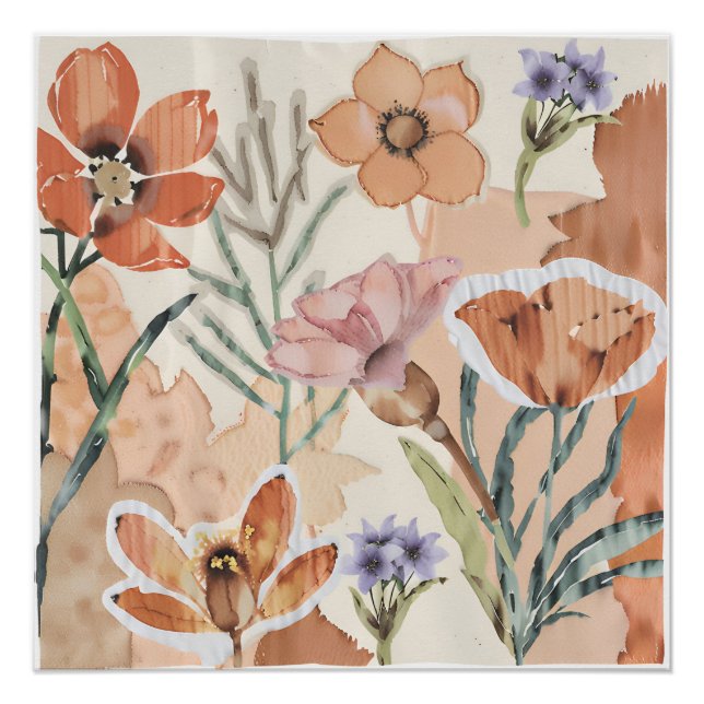 Póster Terracotta Wildflower Rustic Boho Wall Art (Frente)