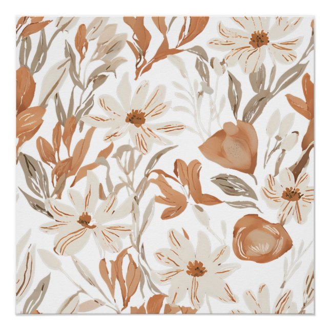 Póster Terracotta Wildflower Rustic Boho Wall Art (Frente)