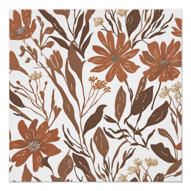 Póster Terracotta Wildflower Rustic Boho Wall Art (Frente)