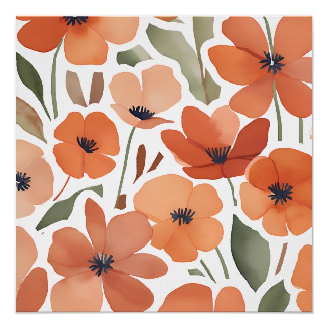 Póster Terracotta Wildflower Rustic Boho Wall Art (Frente)
