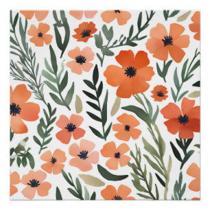 Póster Terracotta Wildflower Rustic Boho Wall Art