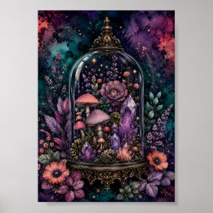 Poster Terrário Mágico de Cristal e Cogumelo Whimsigoth