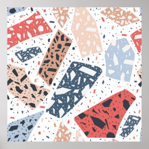 Poster Terrazzo floor marble seamless hand drawn pattern 