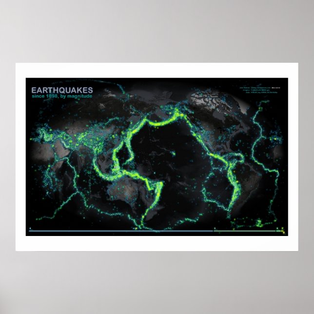 Póster Terremotos desde 1898 (Frente)