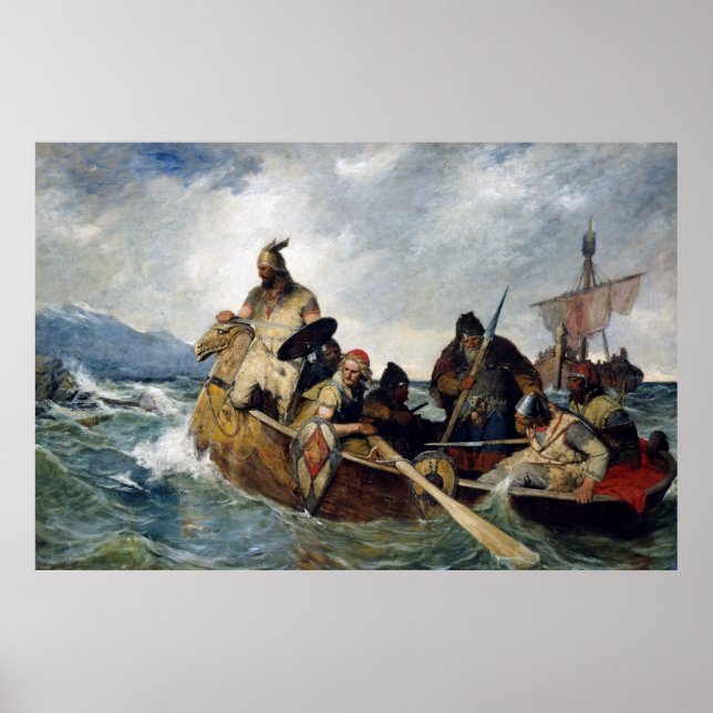 Poster Terrenos de Vikings noruegueses na Islândia Ano 87 (Frente)