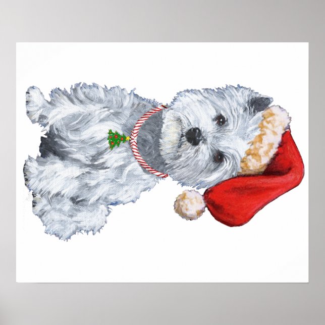 Póster Terrier Branco do West Highland Papai Noel (Frente)