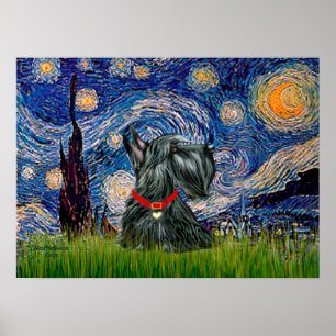 Póster Terrier Escocês 12c -Noite Estrelada