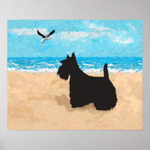 Póster Terrier Escocês e Gaivota