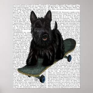 Poster Terrier escocês e skateboard