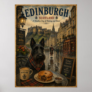 Poster Térrier Escocês em Arte de Viagem Vintage de Edimb
