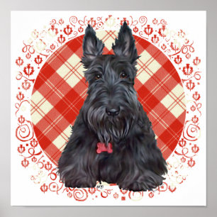 Póster Terrier Escocês em Tartan
