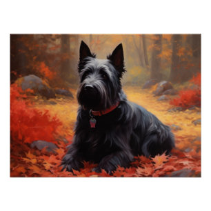 Póster Terrier escocês nas folhas de outono é inspirado