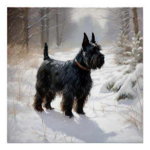 Póster Terrier escocês que deixe nevar o Natal