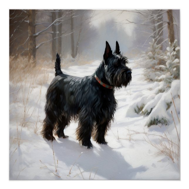 Póster Terrier escocês que deixe nevar o Natal (Frente)