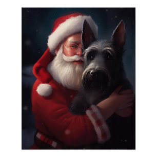 Póster Terrier Santa Claus Festivo Natal