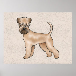 Poster Terrier Wheaten de Capa Macia em Pé sobre Fundo Be