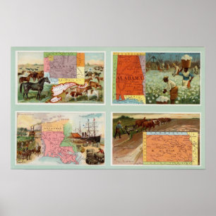 Poster Território de Wyoming, Alabama, Louisiana, Kansas