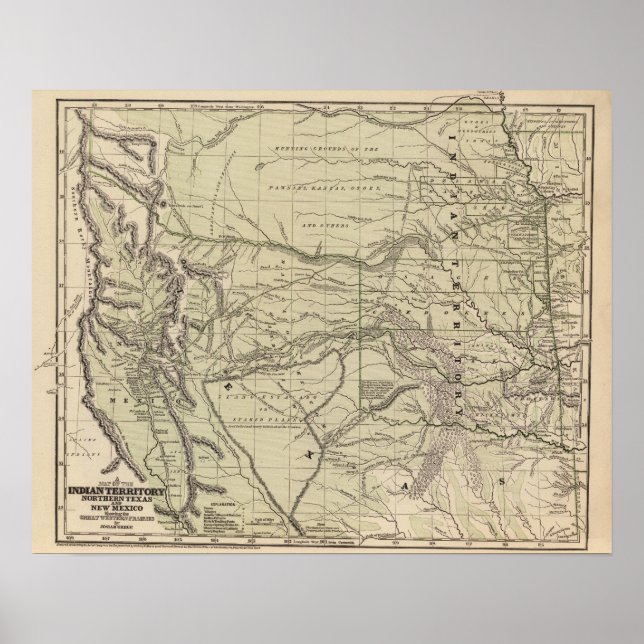 Póster Território Indiano, Norte do Texas, Novo México (Frente)