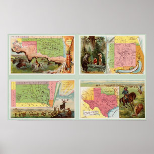 Póster Território Indiano, Novo México, Dakota do Sul, Te