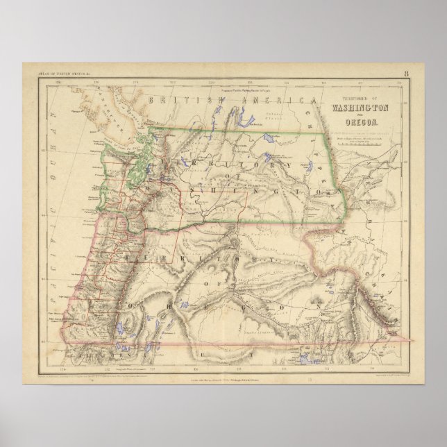 Póster Territórios de Washington e Oregon (Frente)