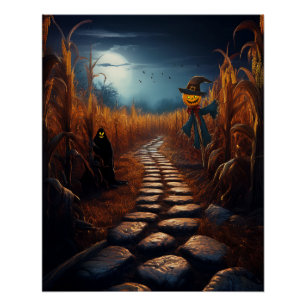 Póster Terrível Campo de Milho Assombrado de Halloween