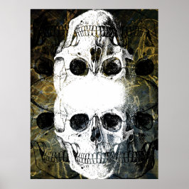 Poster Terror de Halloween - Grafite de 3 Caveiras Explod