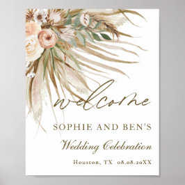 Poster Terroso Grama Seca de Pampas Floral Casamento Boas