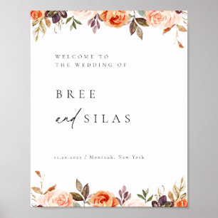 Poster Terthy Autumn Floral Weding Bem-vindo