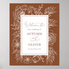 Poster Terthy Boho Botânico Terracotta Wedding Welcome