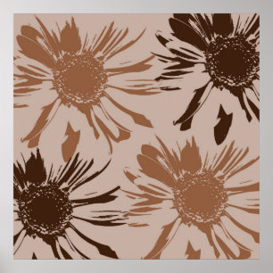 Póster Terthy Brown Gerbera Flowers
