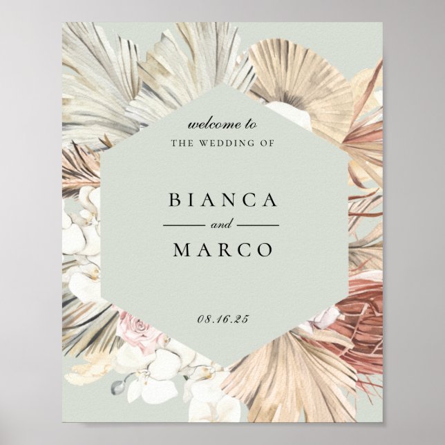 Poster Terthy Foliage Frame Wedding Welcome (Frente)